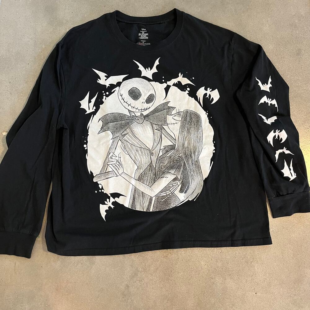 Disney Nightmare before Christmas Black long sleeve shirt halloween Jack mens 2X